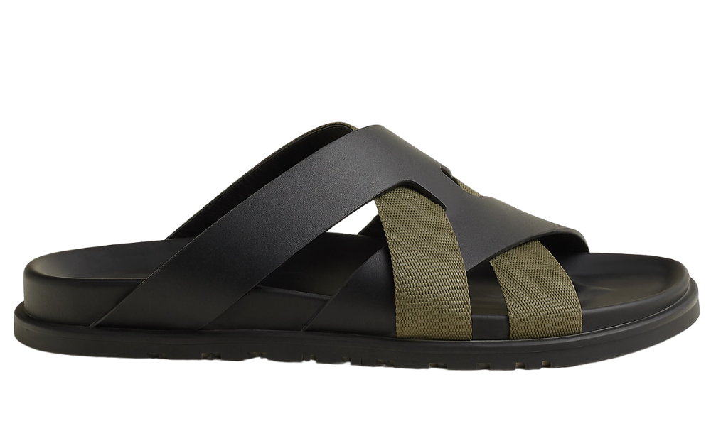 Hermes Kazimir Sandal "Black/Tundra Green"