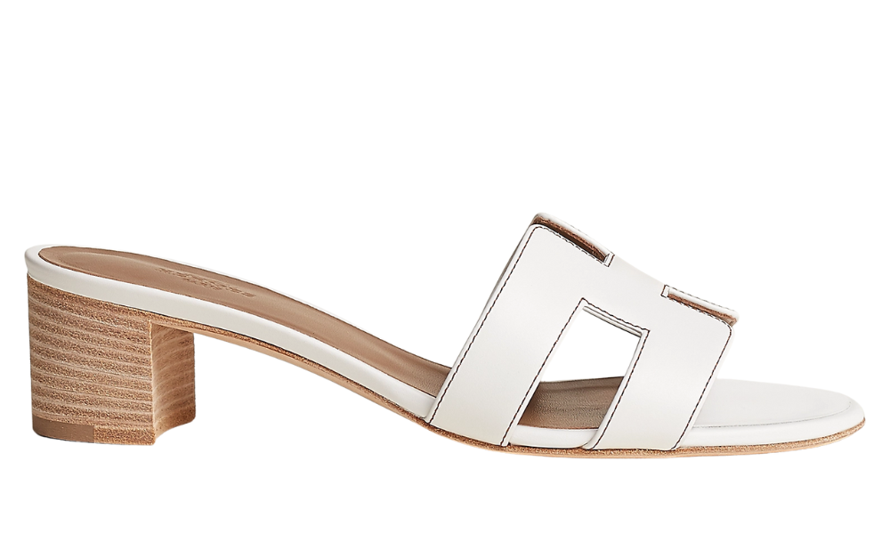 Hermès Leather Oasis Slide Sandals "White"
