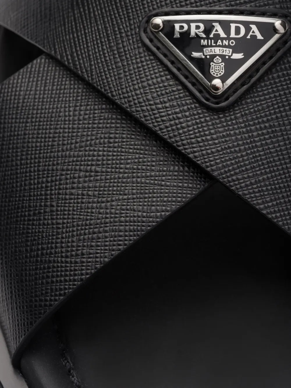 Prada suede crisscross slides black