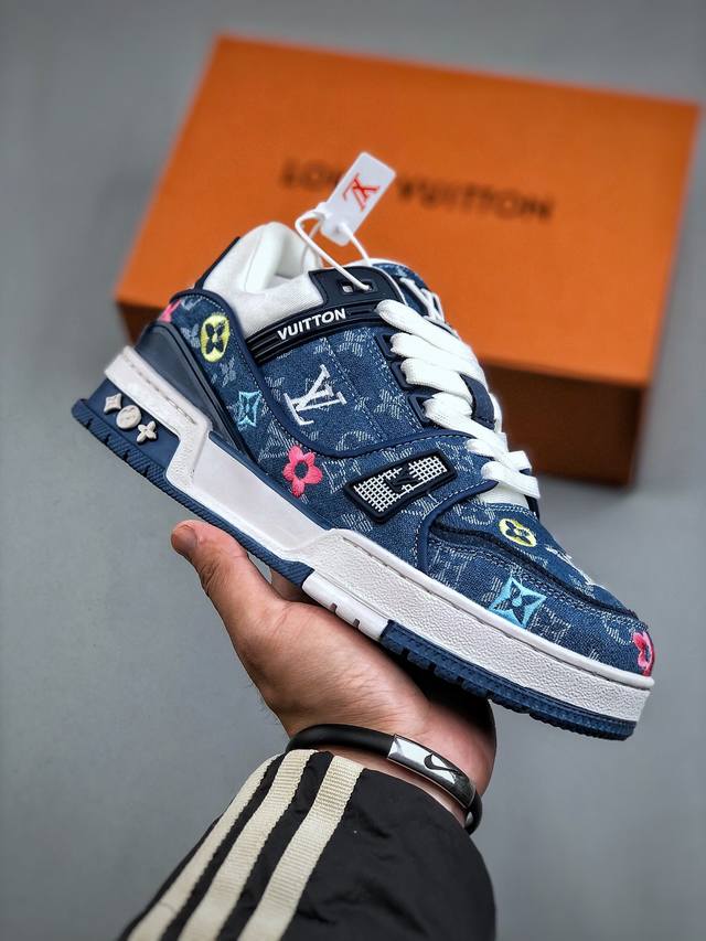 Louis Vuitton Trainer Blue Denim Embroidered