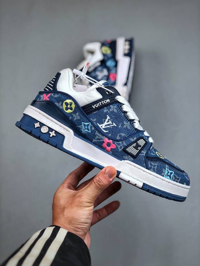 Louis Vuitton Trainer Blue Denim Embroidered