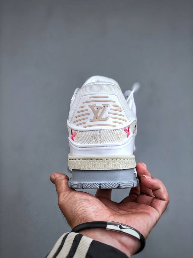 Louis Vuitton Trainer White Denim Embroidered