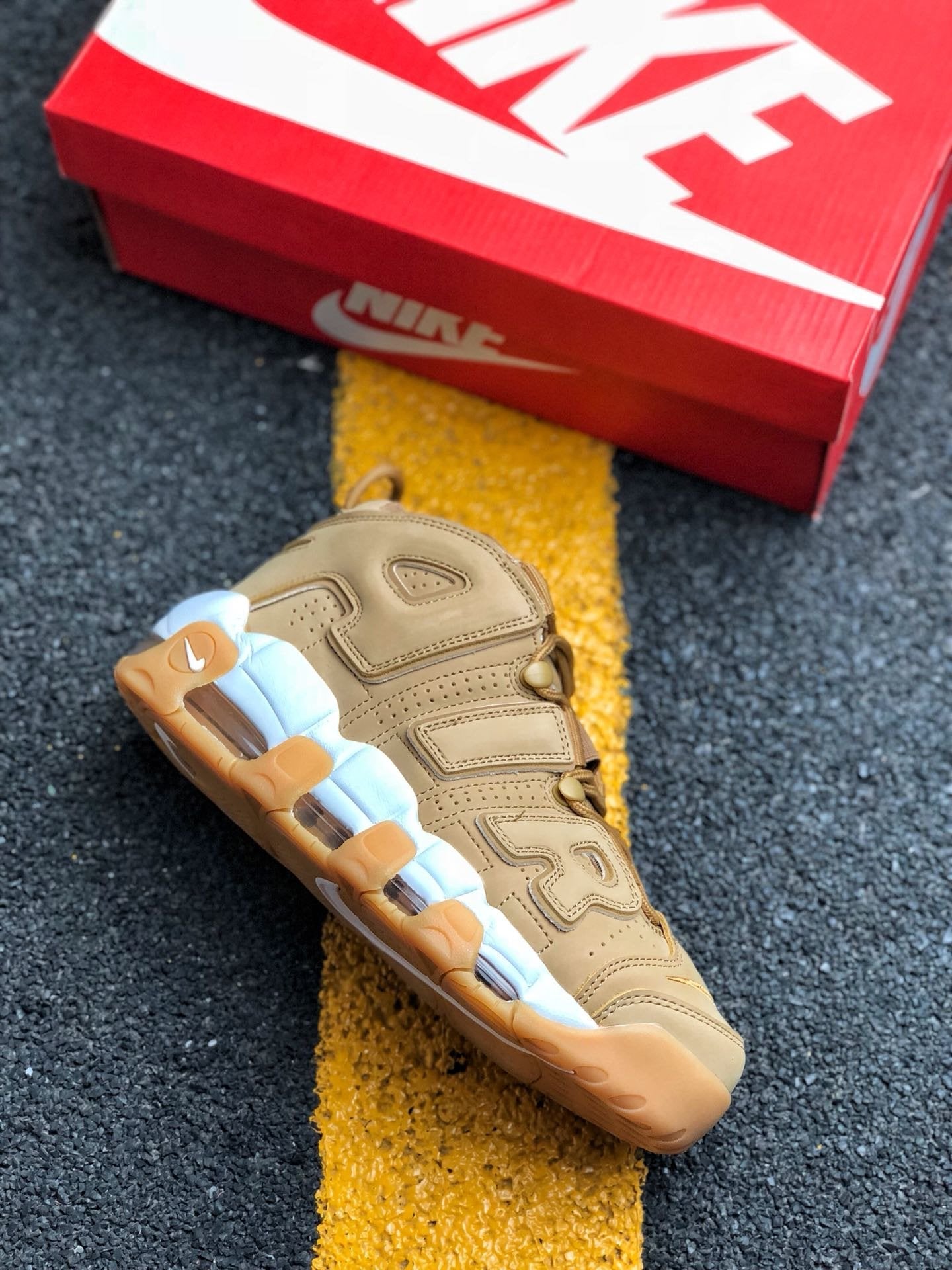 Nike Air More Uptempo PRM Wheat Flax Gum Light Brown