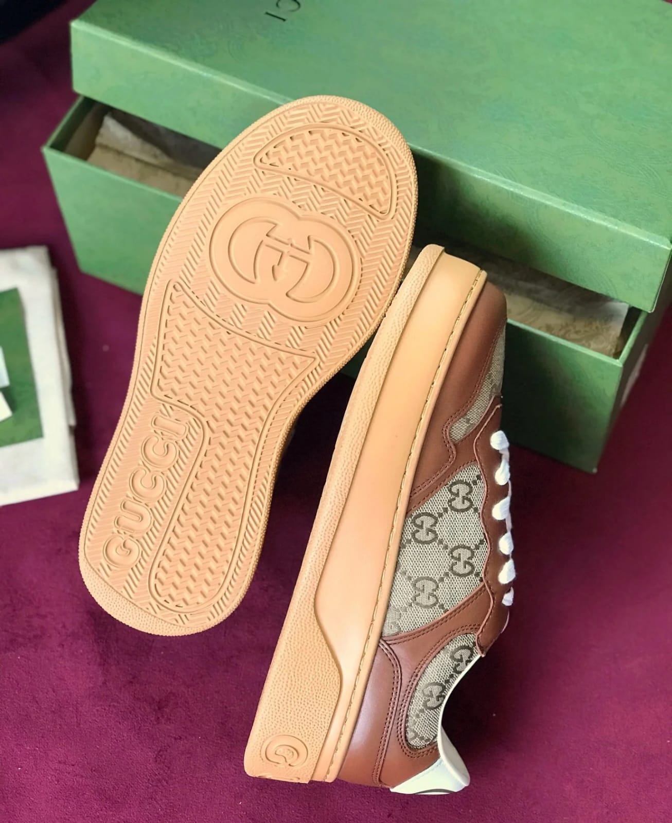 GUCCI GG Canvas leather-trimmed sneakers