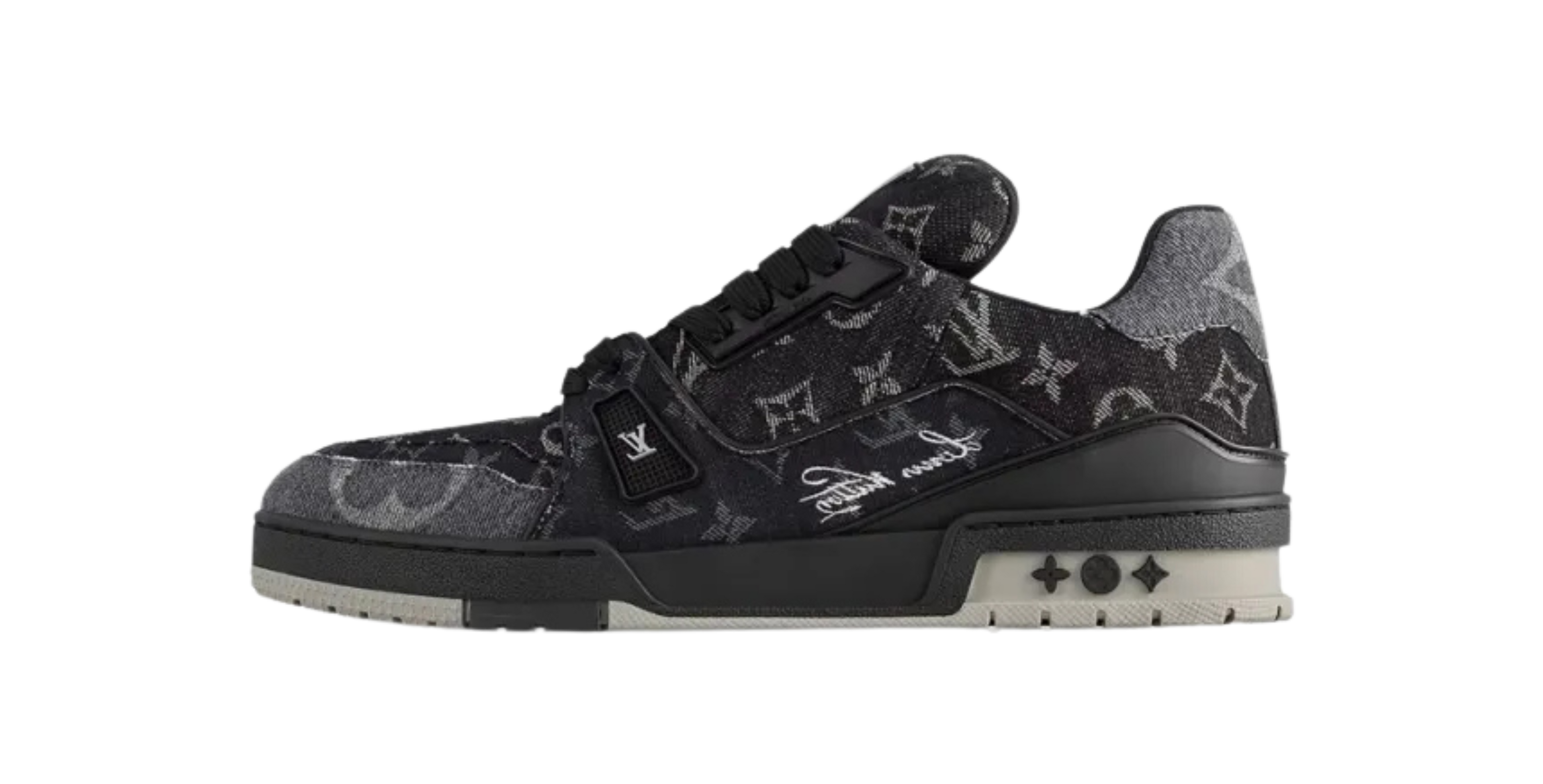 Louis Vuitton Trainer Black Grey Denim Monogram